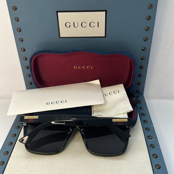 New Authentic Gucci Grey Browline Men's Sunglasses GG0748S 001 59. - Picture 14 of 14